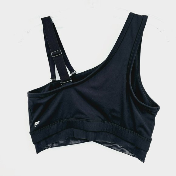 Fabletics Asymmetric Sports Bra Black One Shoulder Strappy Cross Mesh Adjustable - Picture 7 of 8